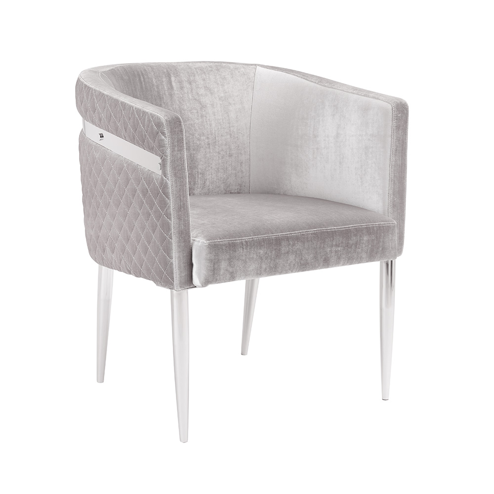 Anastasia Accent Chair: Grey Velvet 